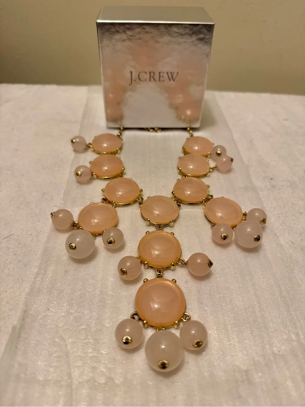 Authentic Iconic Vintage J.Crew Peach Bubble Statement Necklace with Box